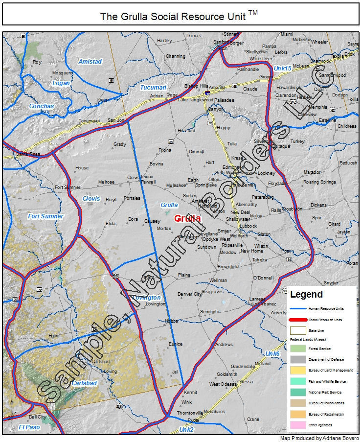 Grulla map Social Resource Units of the Western USA